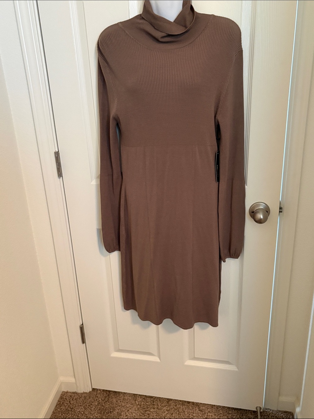 BCBGMaxAzria Brown Long-Sleeve Turtleneck Knit Dress